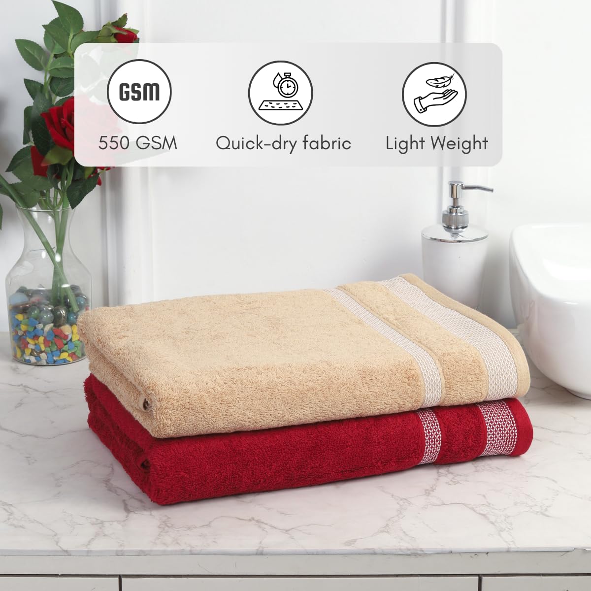 Daffodil Cotton Long Bath Towels - Image 2