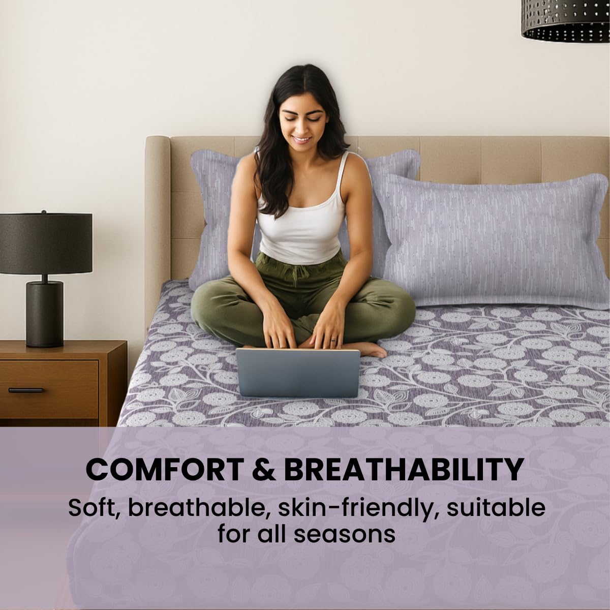 Plush 140 GSM Double Bed Sheet - Image 2