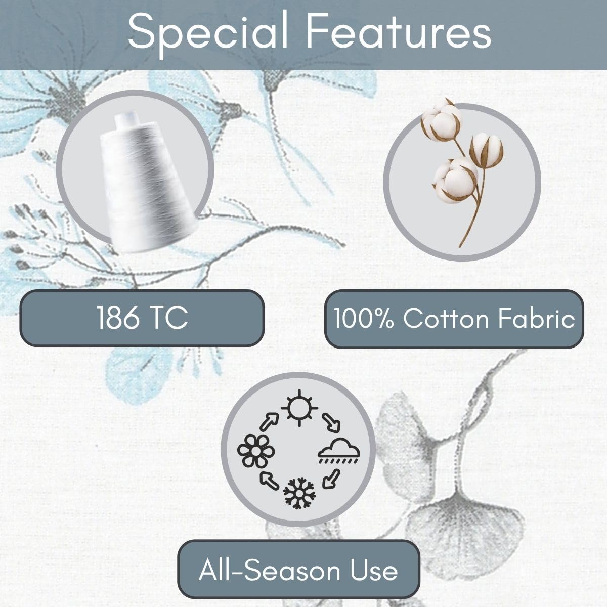 Spring Glory 186 TC Pure Cotton King Size Bedsheet With 2 Pillow Cover | Linen White - Image 2