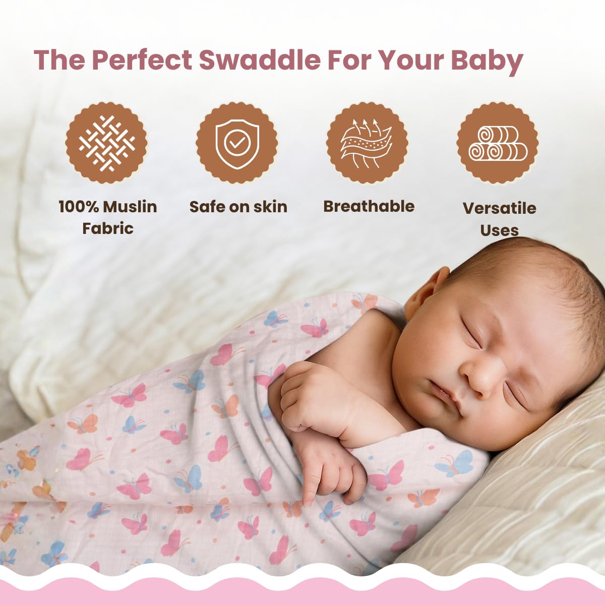 Coo Coo Baby Swaddle Wrapper (Pack of 3)100% Cotton Muslin - Image 3
