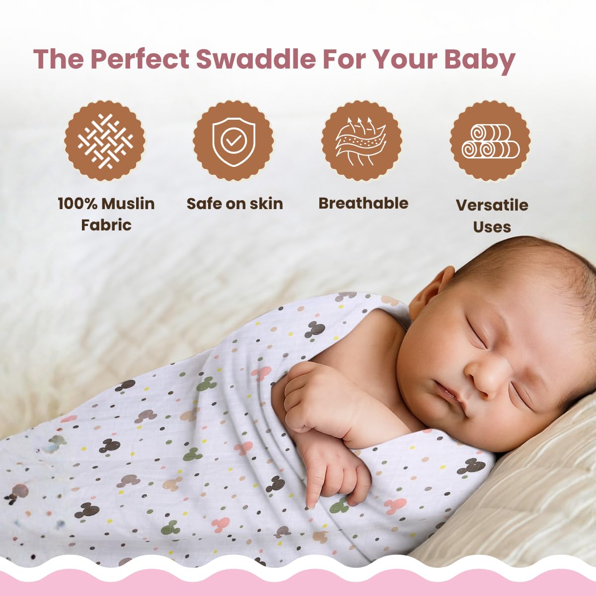 Coo Coo Baby Swaddle Wrapper (Pack of 3)100% Cotton Muslin - Image 5