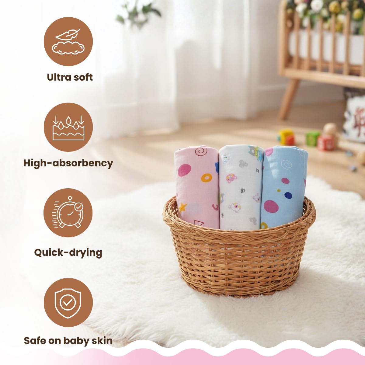 Coo Coo Baby Swaddle Wrapper (Pack of 3)100% Cotton Muslin - Image 6