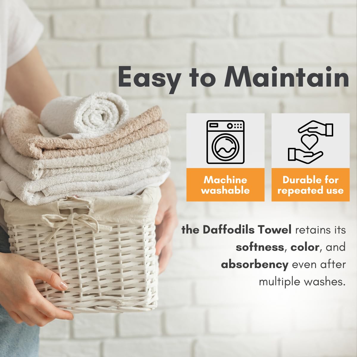 Daffodil Cotton Long Size Bath Towels - Image 2