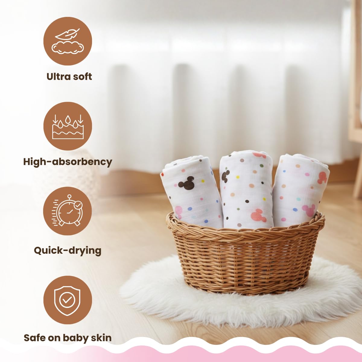 Coo Coo Baby Swaddle Wrapper (Pack of 3)100% Cotton Muslin - Image 6