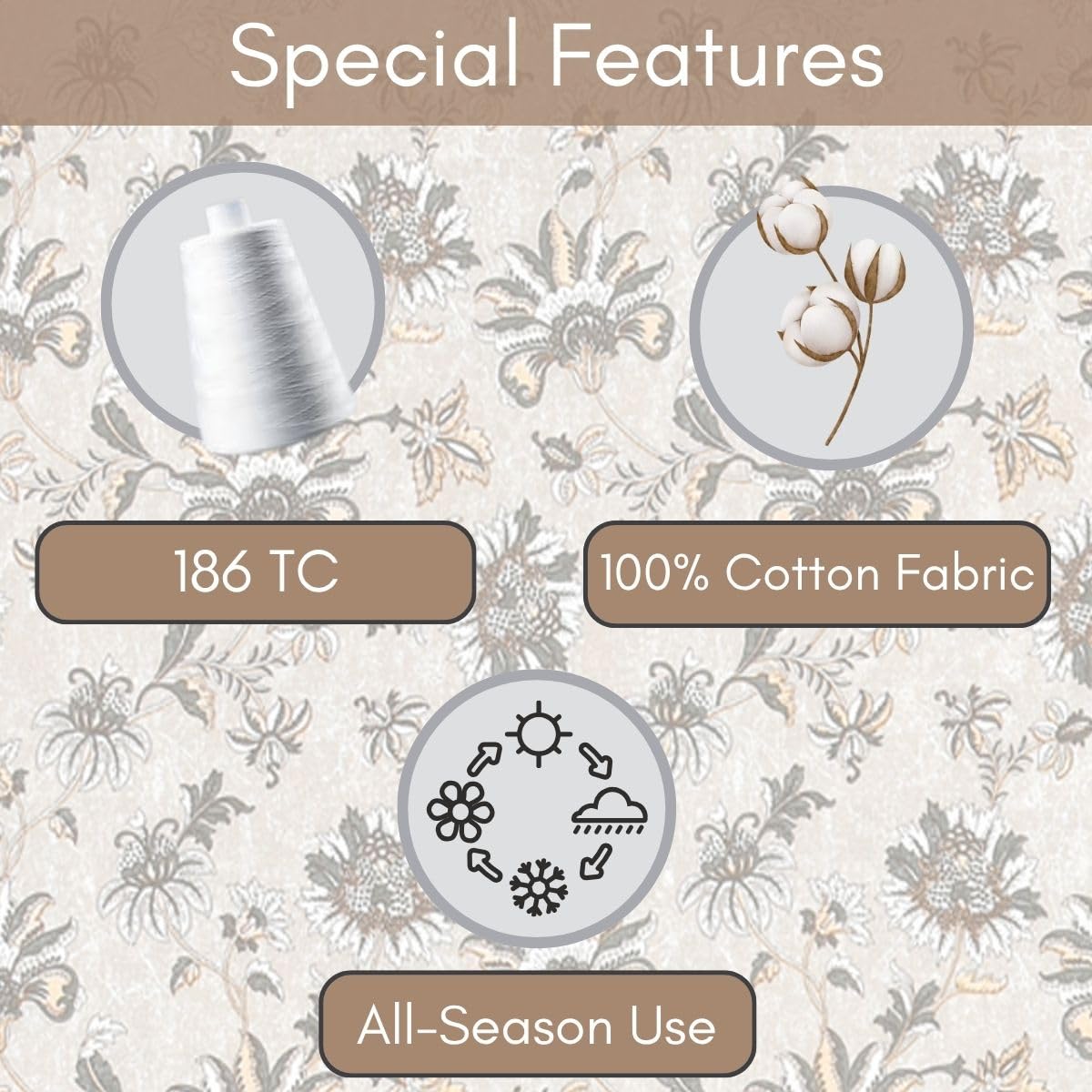 Spring Glory 186 TC Pure Cotton King Size Bedsheet - Image 3