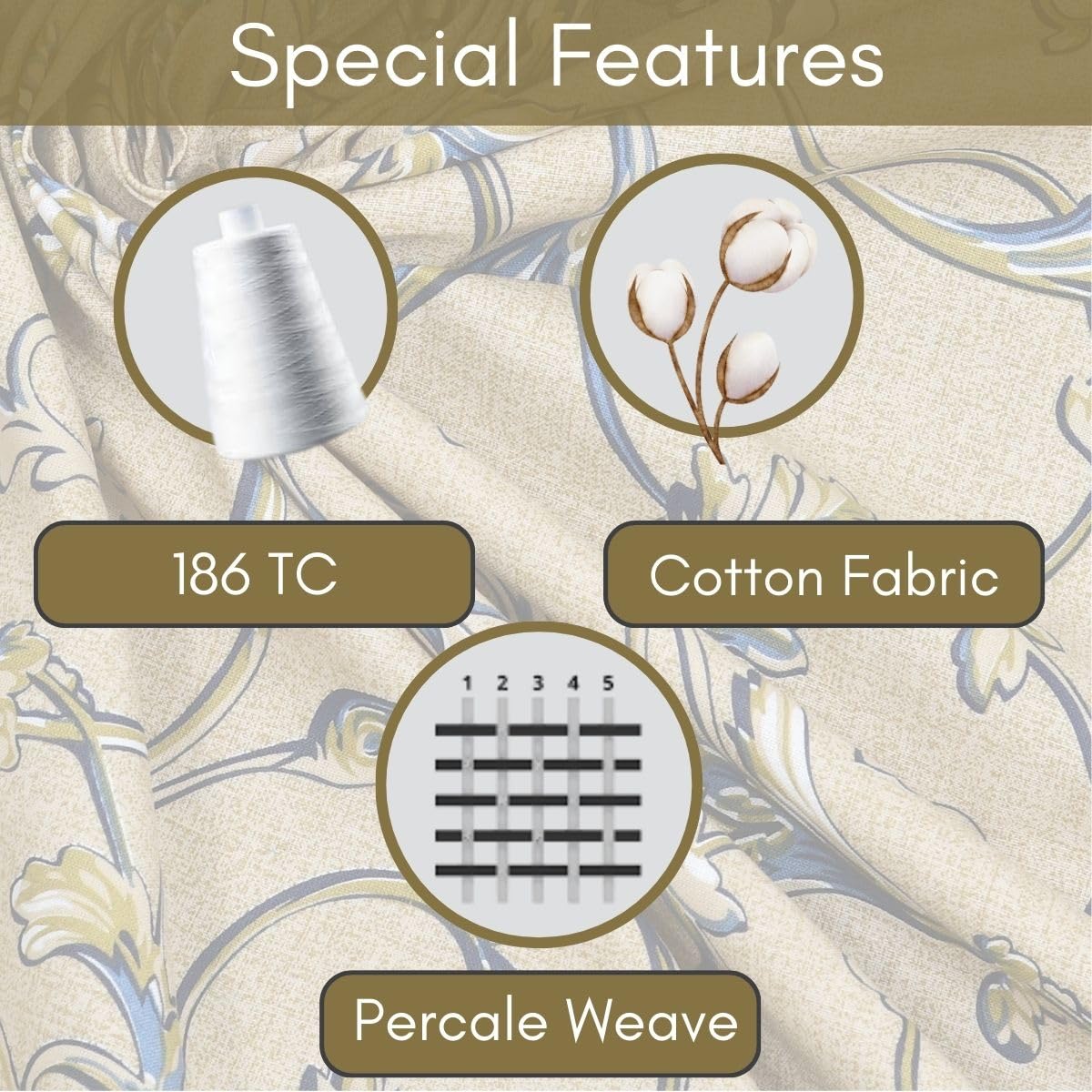 Corsica 186 TC Pure Cotton King Size Bedsheet - Image 3