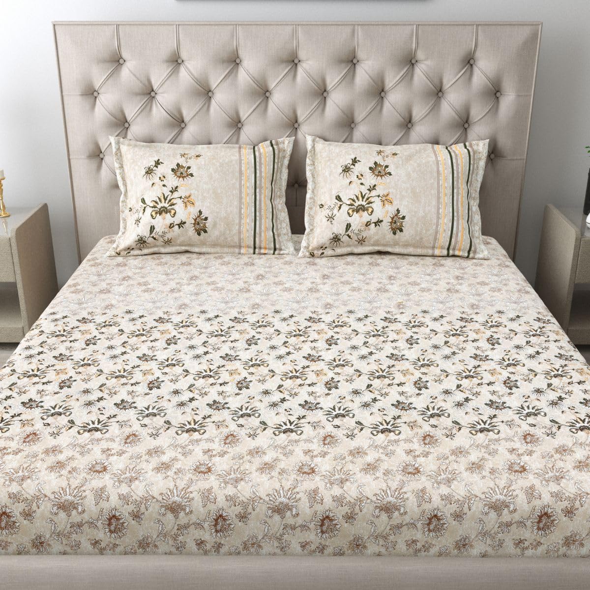 Spring Glory 186 TC Pure Cotton King Size Bedsheet