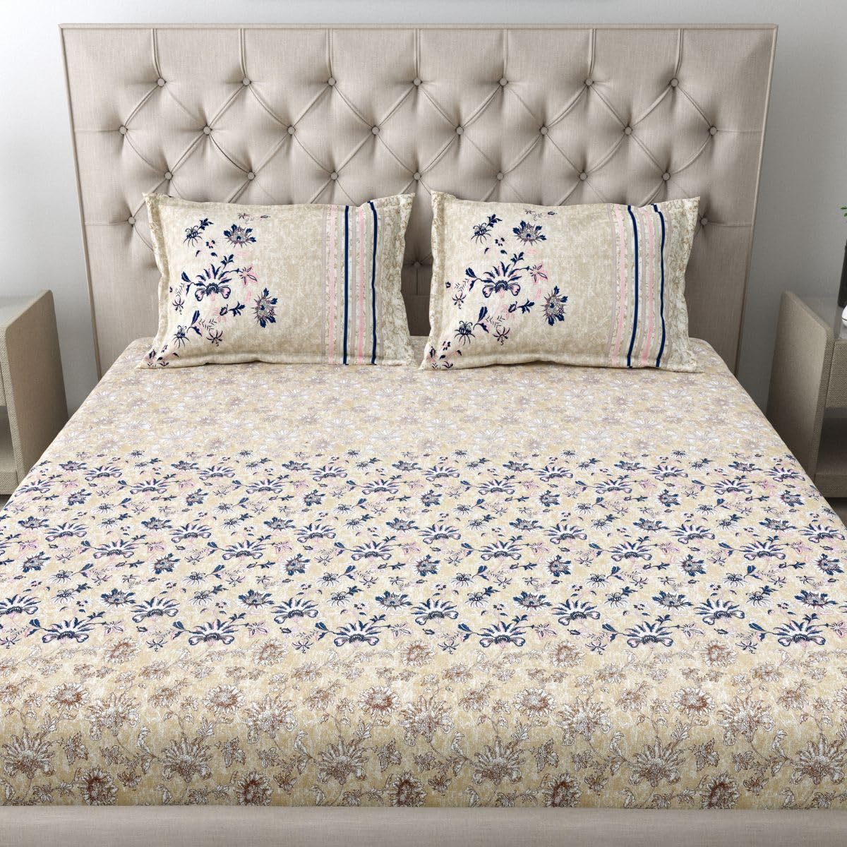Spring Glory 186 TC Pure Cotton King Size Bedsheet