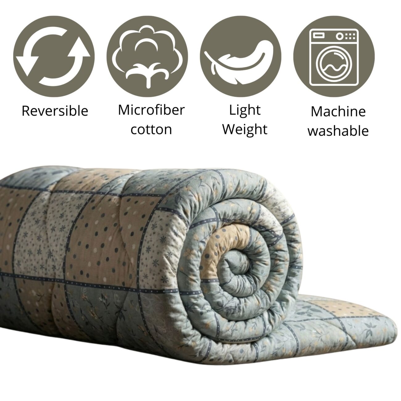 Zen Comforter Single Bed | 150 GSM | 90 x 60 Inches | Gray - Image 3